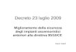 Decreto 23 luglio 2009 Miglioramento della sicurezza degli impianti ascensoristici anteriori alla direttiva 95/16/CE Paolo Tattoli