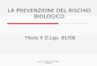 Dr.ssa Donata Serra-SPSAL Modena LA PREVENZIONE DEL RISCHIO BIOLOGICO Titolo X D.Lgs. 81/08
