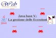 Java base V: La gestione delle Eccezioni. Argomenti Le eccezioni Ignorare le eccezioni Gestire le eccezioni Rilanciare le eccezioni Gerarchia delle eccezioni