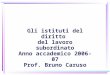 Gli istituti del diritto del lavoro subordinato Anno accademico 2006-07 Prof. Bruno Caruso
