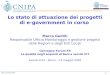 1 Marco Gentili CNIPA Lo stato di attuazione dei progetti di e-government in corso Marco Gentili Responsabile Ufficio Monitoraggio e gestione progetti