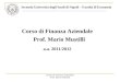 Corso di Finanza Aziendale Prof. Mario Mustilli Corso di Finanza Aziendale a.a. 2011/2012 Seconda Università degli Studi di Napoli – Facoltà di Economia