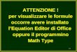  ATTENZIONE ! per visualizzare le formule occorre avere installato lEquation Editor di Office oppure il programmino Math Type