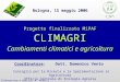 Progetto finalizzato MiPAF CLIMAGRI Cambiamenti climatici e agricoltura Bologna, 15 maggio 2006 Coordinatore: Dott. Domenico Vento Consiglio per la Ricerca