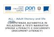 COMPETENZA ALFABETICA IN RELAZIONE A TESTI NARRATIVI ( PROSE LITERACY ) E DOCUMENTI ( DOCUMENT LITERACY ) ALL – Adult literacy and life skills