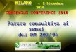 MILANO - 2 Dicembre 2010 Parere consultivo ai sensi del DM 207/04 CONSENSUS CONFERENCE 2010
