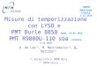 Misure di temporizzazione con LYSO e PMT Burle 8850 Roma, 10.05.2010 PMT R9880U-110 sba Catania, 1.12.2010 R. De Leo [1], M. Mastromarco [1], R. Perrino