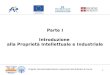 Progetto Internazionalizzazione e placement del dottorato di ricerca Parte I Introduzione alla Proprietà Intellettuale e Industriale 1