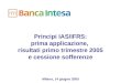 Principi IAS/IFRS: prima applicazione, risultati primo trimestre 2005 e cessione sofferenze Milano, 14 giugno 2005