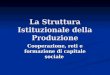 La Struttura Istituzionale della Produzione Cooperazione, reti e formazione di capitale sociale