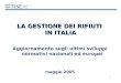 1 LA GESTIONE DEI RIFIUTI IN ITALIA Aggiornamento sugli ultimi sviluppi normativi nazionali ed europei maggio 2005