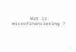 1 Wat is microfinanciering ? 2 1. De financiële behoefte