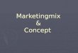 Marketingmix & Concept. ► Plaats ► Product ► Prijs ► Promotie ► Presentatie ► Personeel 6 P’s Marketingmix