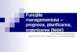 Funcţiile managementului –prognoza, planificarea, organizarea (teze)