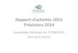 Rapport d'activités 2013 et prévisions 2014