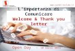 Open Day 10 Marzo 2015 - Welcome & Thank you letter