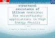 Investigation of the structural resistance of Silicon membranes for microfluidic applications in High Energy Physics C. Gabry A. Mapelli, G. Romagnoli,