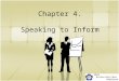 Chapter 4. Speaking to Inform. Preparing for the Informative Speech Blueprint: a vision of what you want to build. Analyzing your audience Choosing your