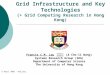 1 Grid Infrastructure and Key Technologies (+ Grid Computing Research in Hong Kong) Francis C.M. Lau 刘智满 (& Cho-li Wang) Systems Research Group (SRG) Department
