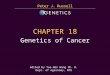台大農藝系 遺傳學 601 20000 Chapter 18 slide 1 CHAPTER 18 Genetics of Cancer Peter J. Russell edited by Yue-Wen Wang Ph. D. Dept. of Agronomy, NTU