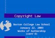 Copyright Law Boston College Law School January 22, 2003 Works of Authorship (cont’d)