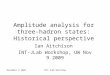 November 9 2009INT-JLab Workshop Amplitude analysis for three- hadron states: Historical perspective Ian Aitchison INT-JLab Workshop, UW Nov 9 2009