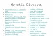 Genetic Diseases Achonddroplasia (Dwarfism) Adrenoleukodystrophy Albinism Autosomal Recessive Polycystic Kidney DiseaseAutosomal Recessive Polycystic Kidney