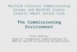 Norfolk Clinical Commissioning Groups and Norfolk County Council Adult Social Care The Commissioning Environment Clive Rennie, Head of Integrated Commissioning
