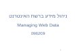 1 ניהול מידע ברשת האינטרנט Managing Web Data 096209