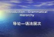 Introduction—Grammatical Hierarchy 导论 — 语法层次. Teaching objective To know the ranks of English grammar To know the ranks of English grammar To learn how