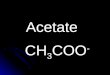 Acetate CH 3 COO -. Chlorate ClO 3 - Chlorite ClO 2 -