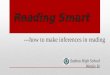 Reading Smart ---how to make inferences in reading Suzhou High School Wenjie Ye