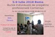 5-9 Iulie 2010 Roma Bursă individuală de pregătire profesională Comenius Beneficiar: Belu Tamara Profesor de Istorie la Grupul Şcolar de Transporturi Auto