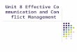 Unit 8 Effective Communication and Conflict Management