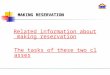 Related information about making reservation The tasks of these two classes MAKING RESERVATION