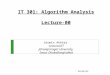 IT 301: Algorithm Analysis Lecture-00 Jesmin Akhter Lecturer,IIT Jahangirnagar University, Savar, DhakaBangladesh 11/29/2015