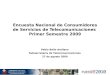 Encuesta Nacional de Consumidores de Servicios de Telecomunicaciones Primer Semestre 2009 Pablo Bello Arellano Subsecretaría de Telecomunicaciones 27 de