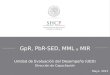 GpR, PbR-SED, MML y MIR Unidad de Evaluación del Desempeño (UED) Dirección de Capacitación Mayo 2013