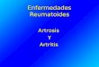 Enfermedades Reumatoides ArtrosisYArtritis. La artrosis: es una patología que acelera el proceso de involución en la tercera edad, aunque no se descarta