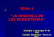 TEMA 4 “LA DINÁMICA DE LOS ECOSISTEMAS” Biología y Geología 4º de ESO Colegio Salesiano “San Luís Rey” Palma del Río