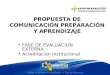 PROPUESTA DE COMUNICACIÓN PREPARACIÓN Y APRENDIZAJE FASE DE EVALUACION EXTERNA Acreditación Institucional