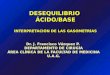 DESEQUILIBRIO ÁCIDO/BASE INTERPRETACIÓN DE LAS GASOMETRÍAS Dr. J. Francisco Vázquez P. DEPARTAMENTO DE CIRUGÍA ÁREA CLÍNICA DE LA FACULTAD DE MEDICINA