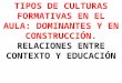 TIPOS DE CULTURAS FORMATIVAS EN EL AULA: DOMINANTES Y EN CONSTRUCCIÓN. RELACIONES ENTRE CONTEXTO Y EDUCACIÓN