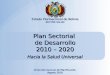 Plan Sectorial de Desarrollo 2010 – 2020 Hacia la Salud Universal Estado Plurinacional de Bolivia SECTOR SALUD Dirección General de Planificación Agosto
