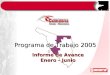 Programa de Trabajo 2005 Informe de Avance Enero - Junio Informe de Avance Enero - Junio