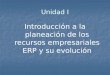 Unidad I Introducción a la planeación de los recursos empresariales ERP y su evolución