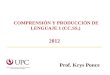 COMPRENSIÓN Y PRODUCCIÓN DE LENGUAJE 1 (CC.SS.) 2012 Prof. Krys Ponce
