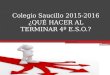 Colegio Saucillo 2015-2016 ¿QUÉ HACER AL TERMINAR 4º E.S.O.?