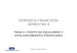 Profesor: José Alberto Martínez GERENCIA FINANCIERA SEMESTRE 9 TEMA II: PUNTO DE EQUILIBRIO Y APALANCAMIENTO FINANCIERO