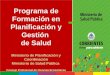 Programa de Formación en Planificación y Gestión de Salud Ministerio de Planificación y Coordinación Ministerio de Salud Pública Consejo Profesional de